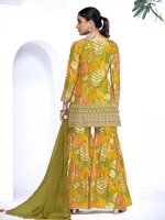 Green Premium Fibre Chinon Sharara Suit